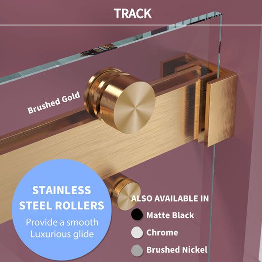 Double Sliding Frameless Shower Door with Clear 3/8 in. Glass