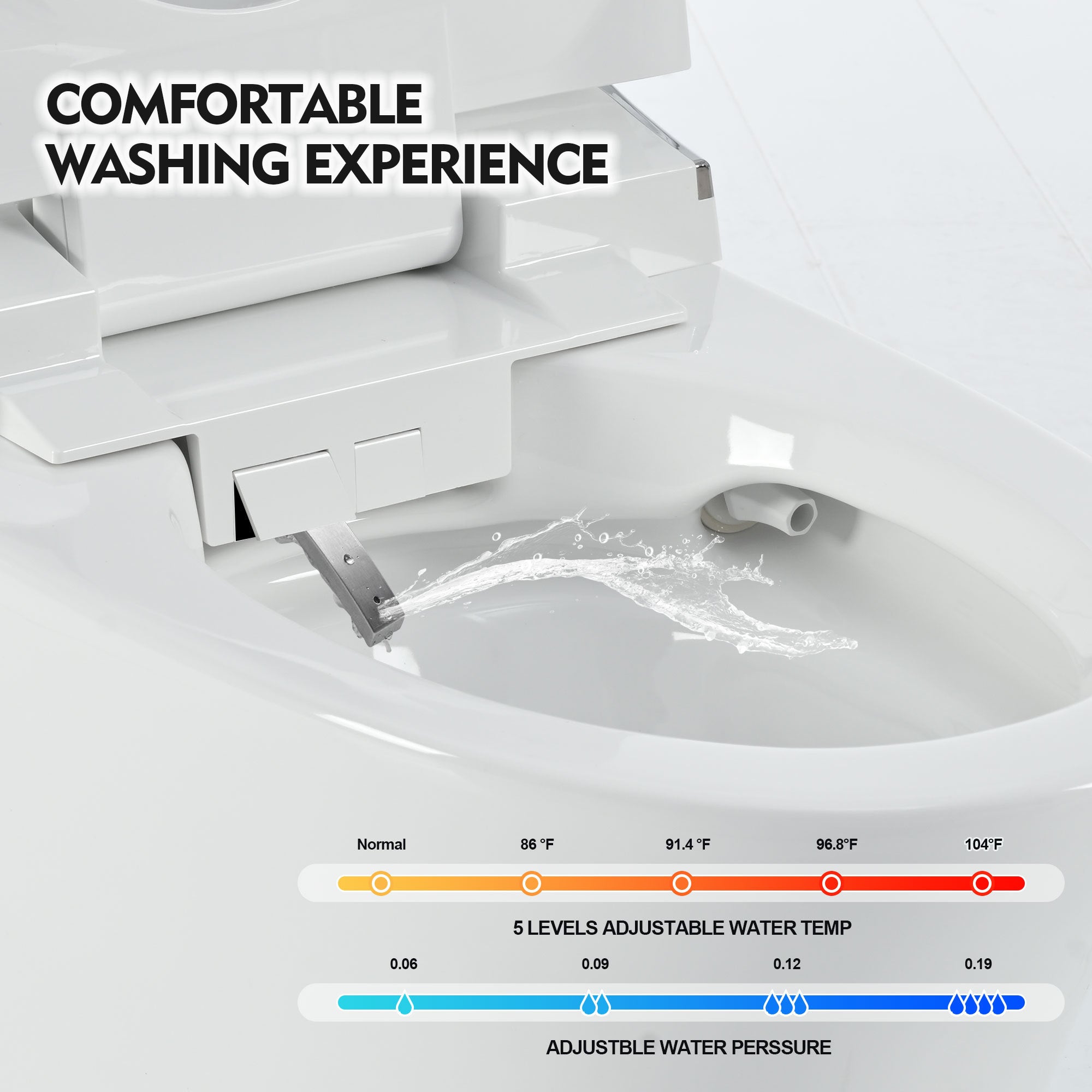 KZG elongated smart bidet toilet with heated seat, warm water, and air dryer in white ceramic — image 4