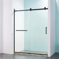 KZG 56-60 in. semi-frame sliding shower door in matte black with tempered glass — image 1