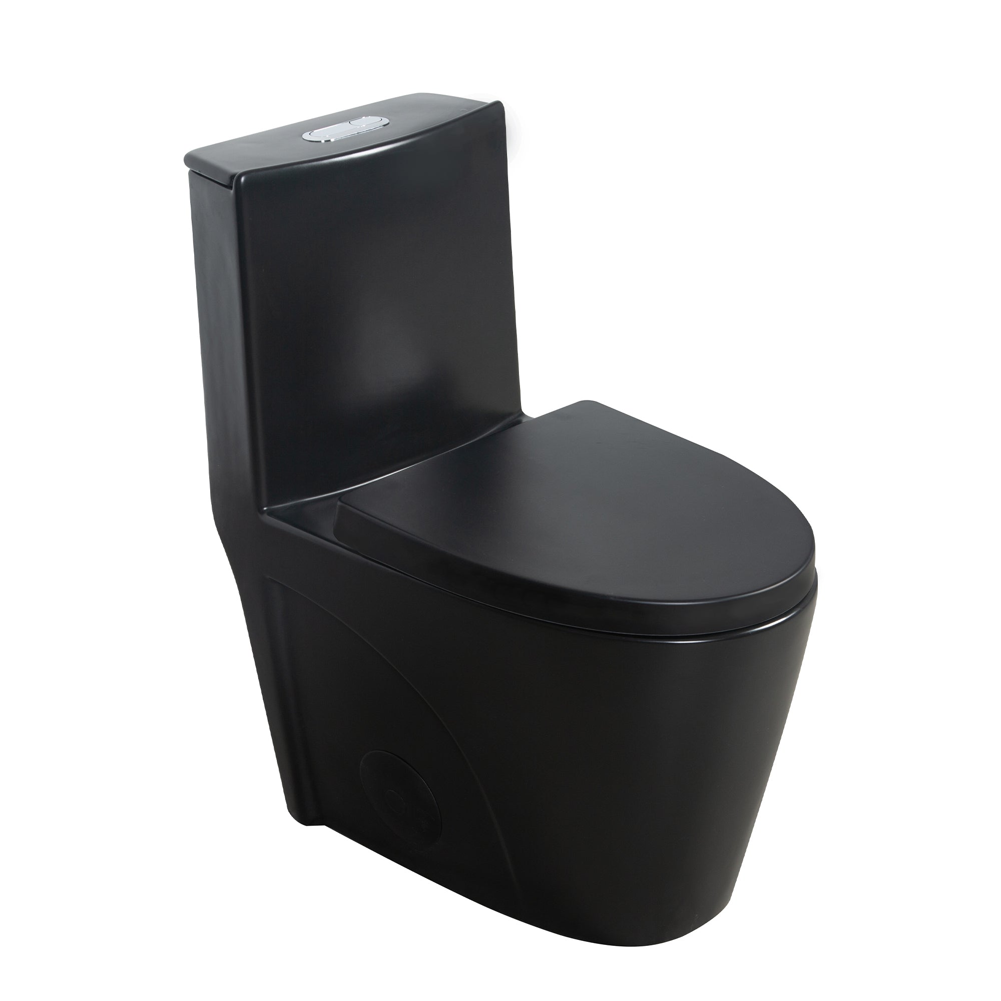 KZG one-piece elongated comfort height toilet in black ceramic with dual-flush and soft-closing seat — image 4