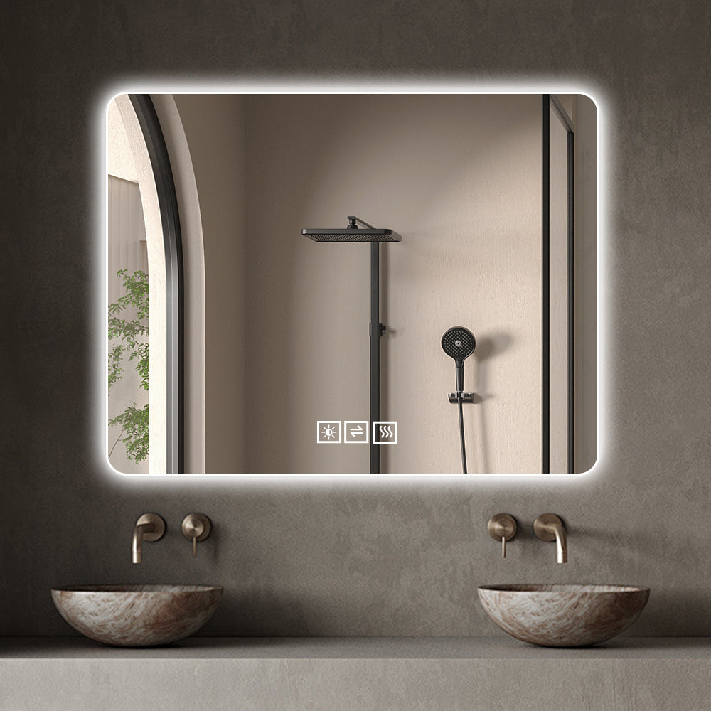 KZG 28-inch by 36-inch LED lighted vanity mirror with anti-fog glass and adjustable dimmable backlighting — image 4