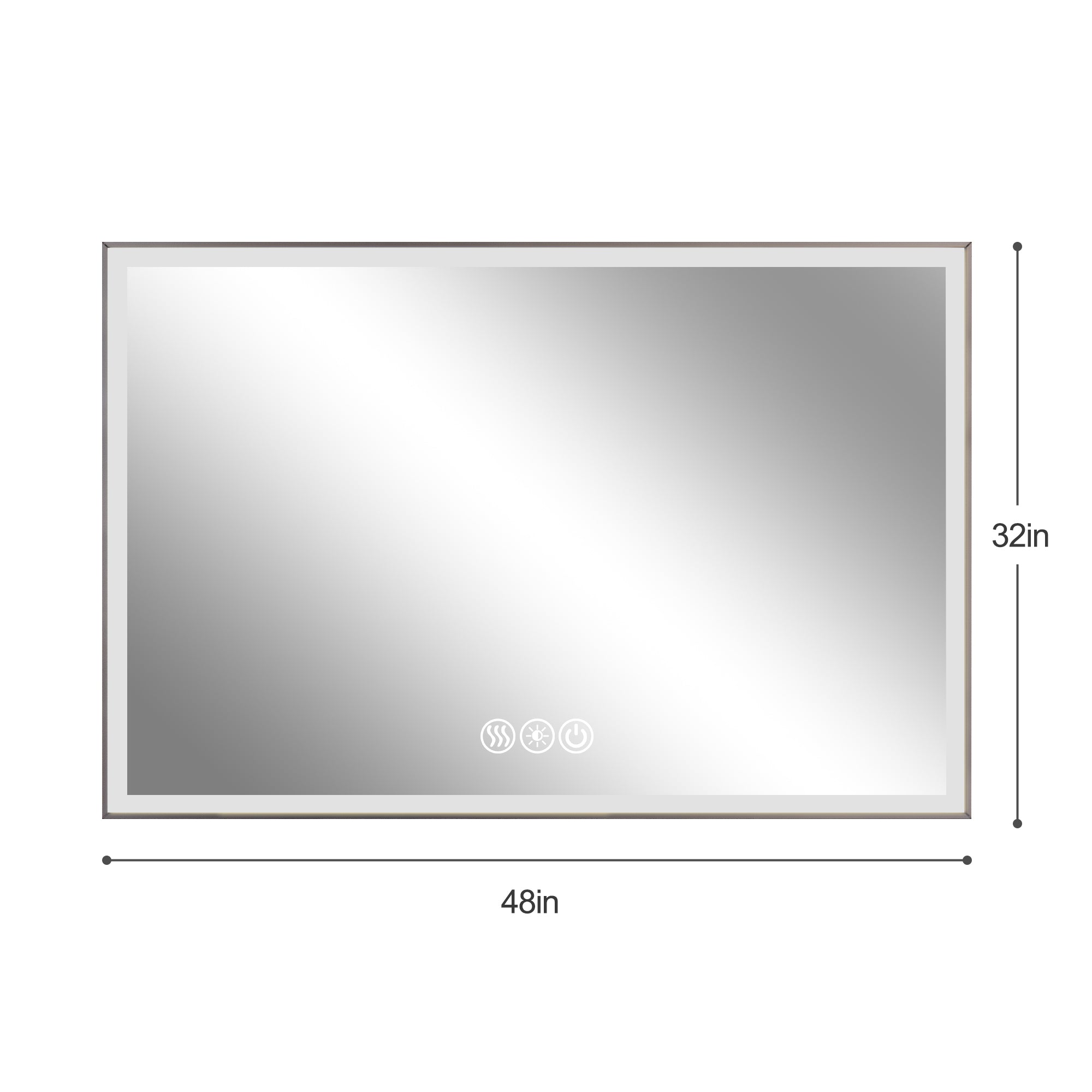 KZG modern LED bathroom vanity mirror, 48x32 in., silver aluminum frame with beveled lights and anti-fog coating — image 3