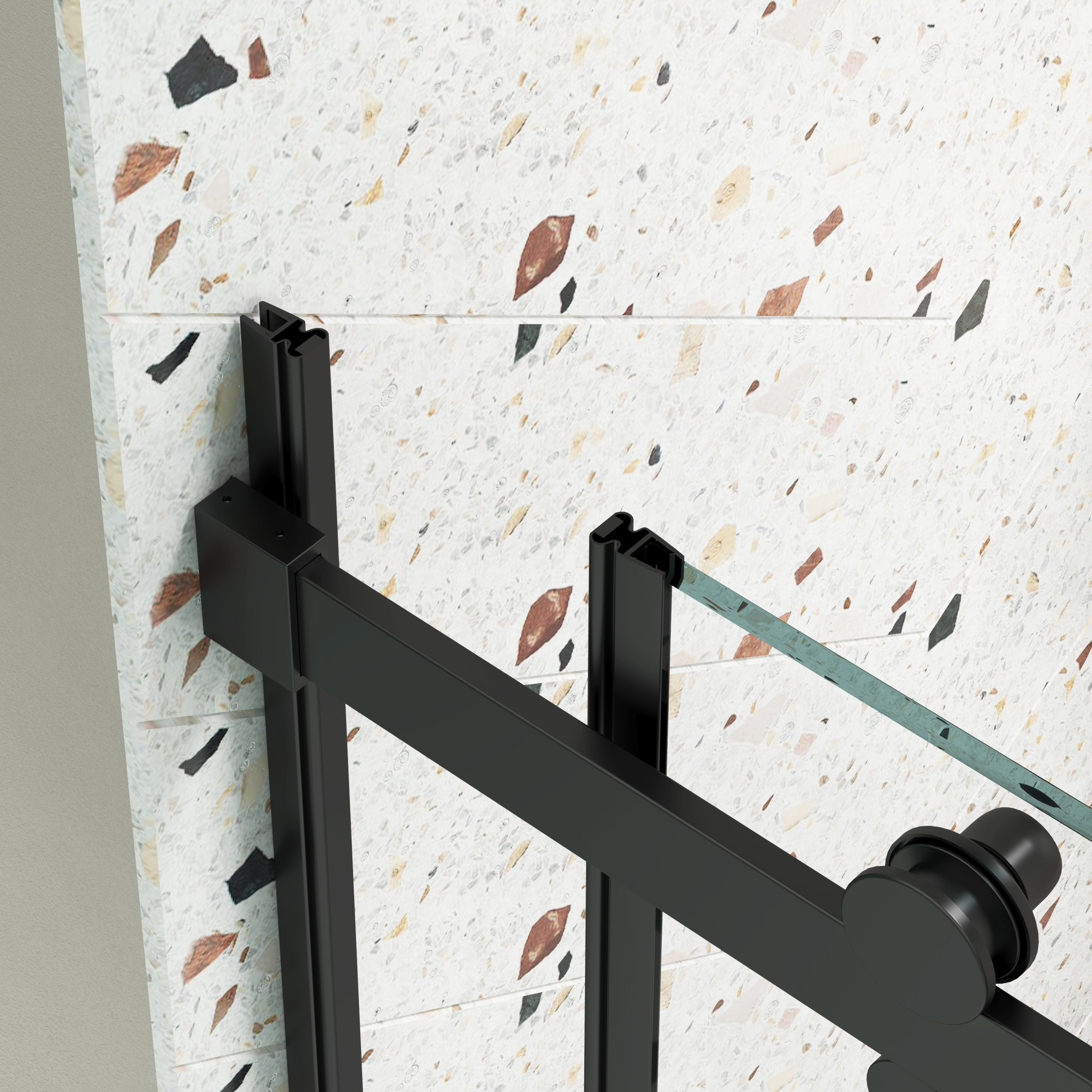 Matte black sliding shower door with tempered glass, 60 in. × 74 in. — image 4