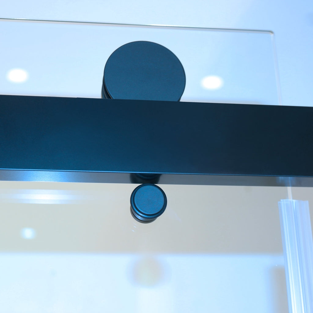 KZG 56-60 in. frameless double sliding tub shower door, matte black stainless steel with clear tempered glass — image 5