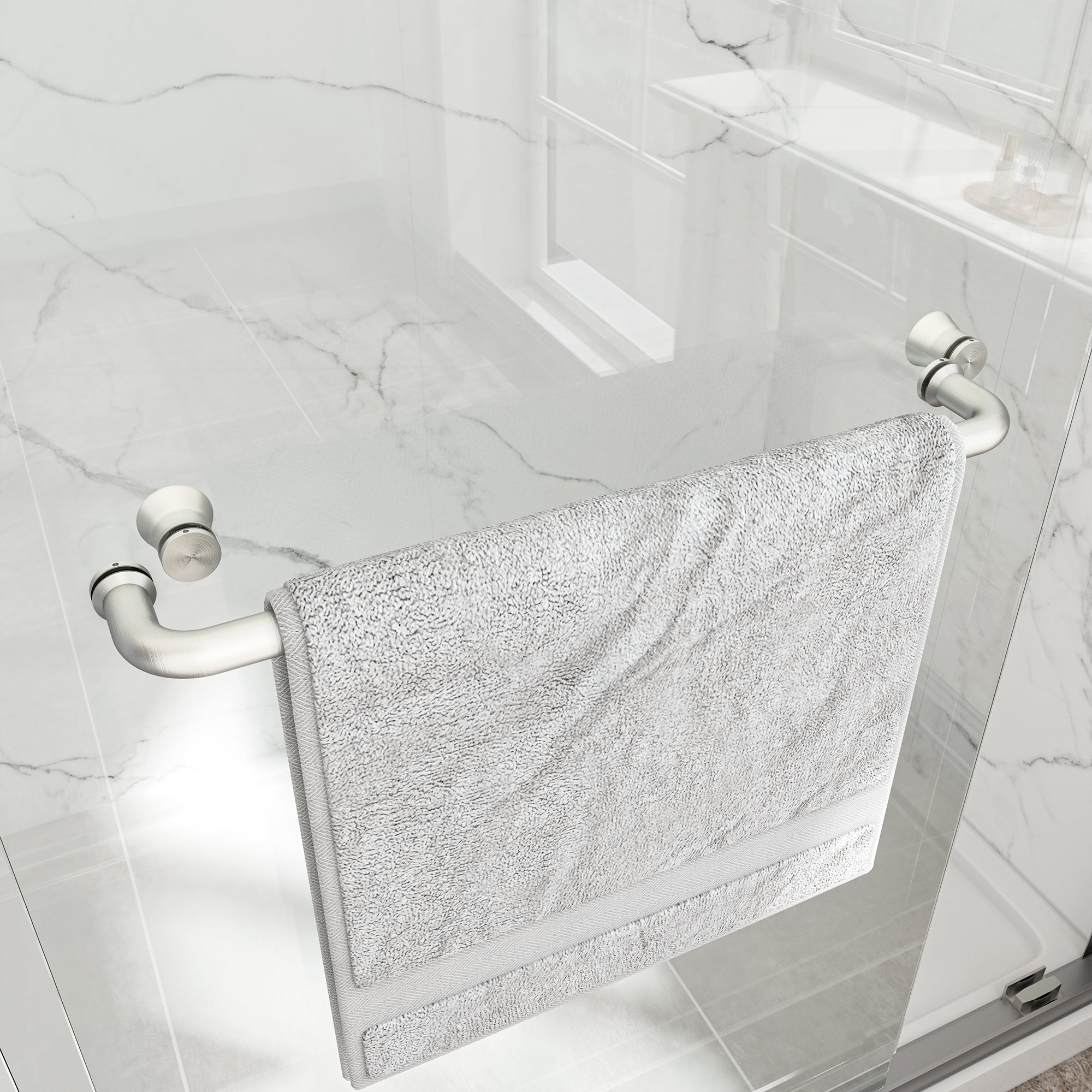 KZG 55–60 in. brushed nickel reversible double bypass sliding shower door with tempered glass — image 7