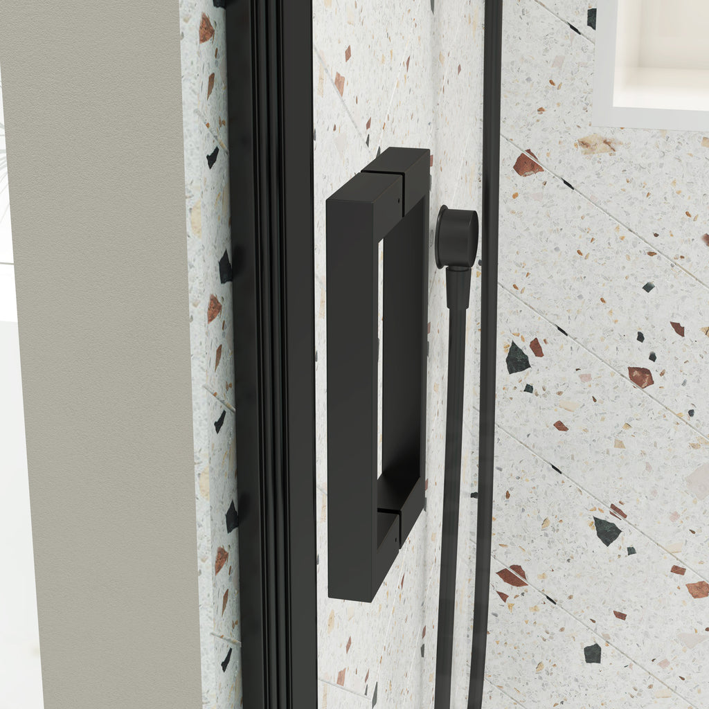 Matte black sliding shower door with tempered glass, 60 in. × 74 in. — image 7