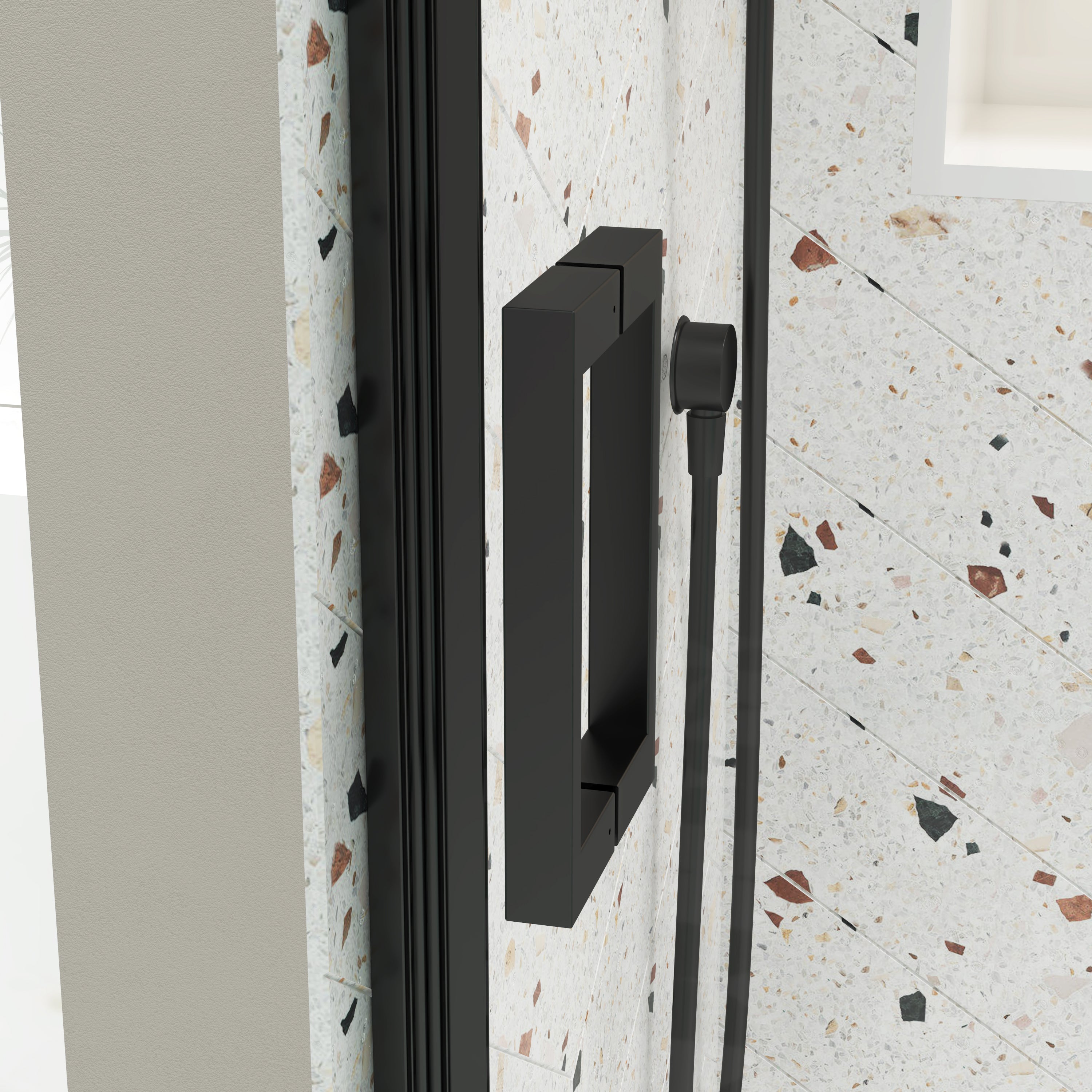 Matte black sliding shower door with tempered glass, 60 in. × 74 in. — image 7