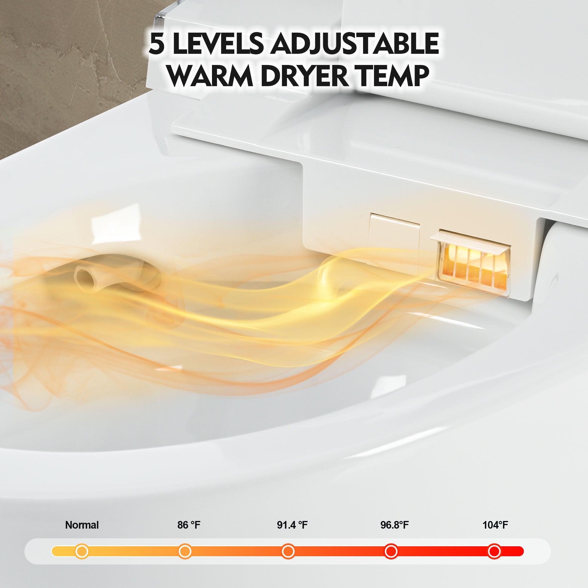 KZG elongated smart bidet toilet with heated seat, warm water, and air dryer in white ceramic — image 5