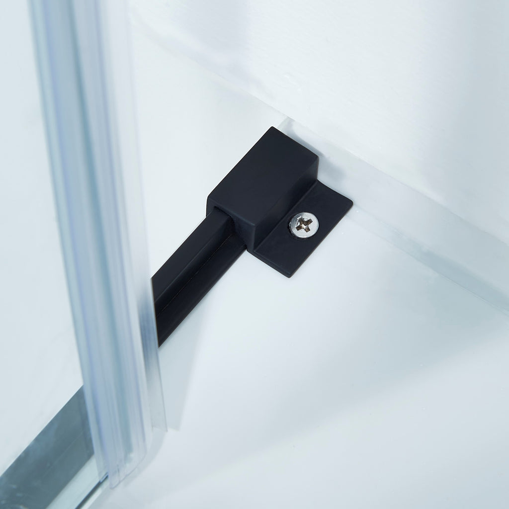 KZG 56-60 in. frameless double sliding tub shower door, matte black stainless steel with clear tempered glass — image 7