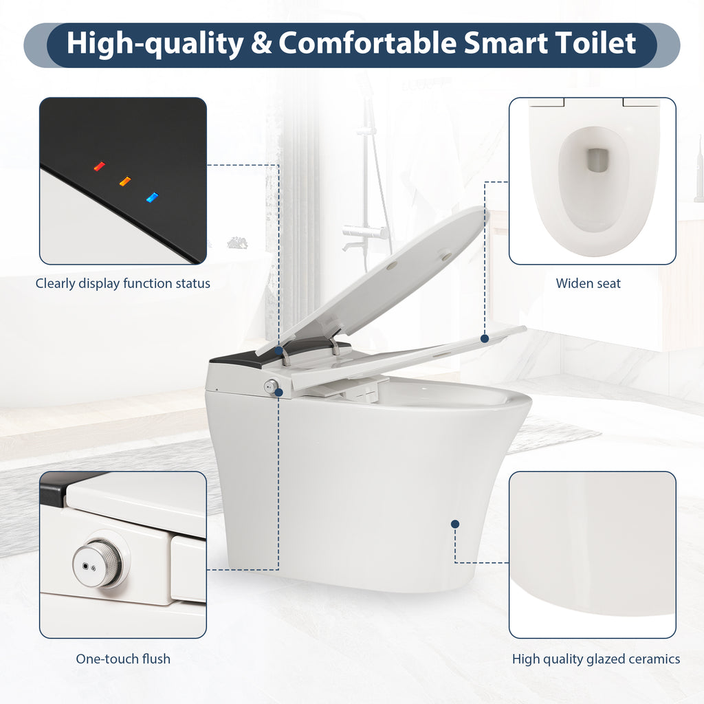 KZG smart one-piece heated toilet with foot sensor flush and blue night light — image 4