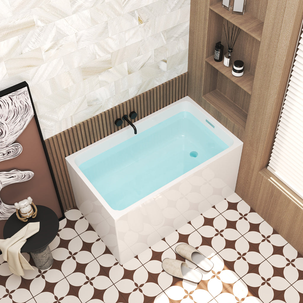 KZG 47 in. gloss white acrylic freestanding soaking bathtub with chrome drain — image 6