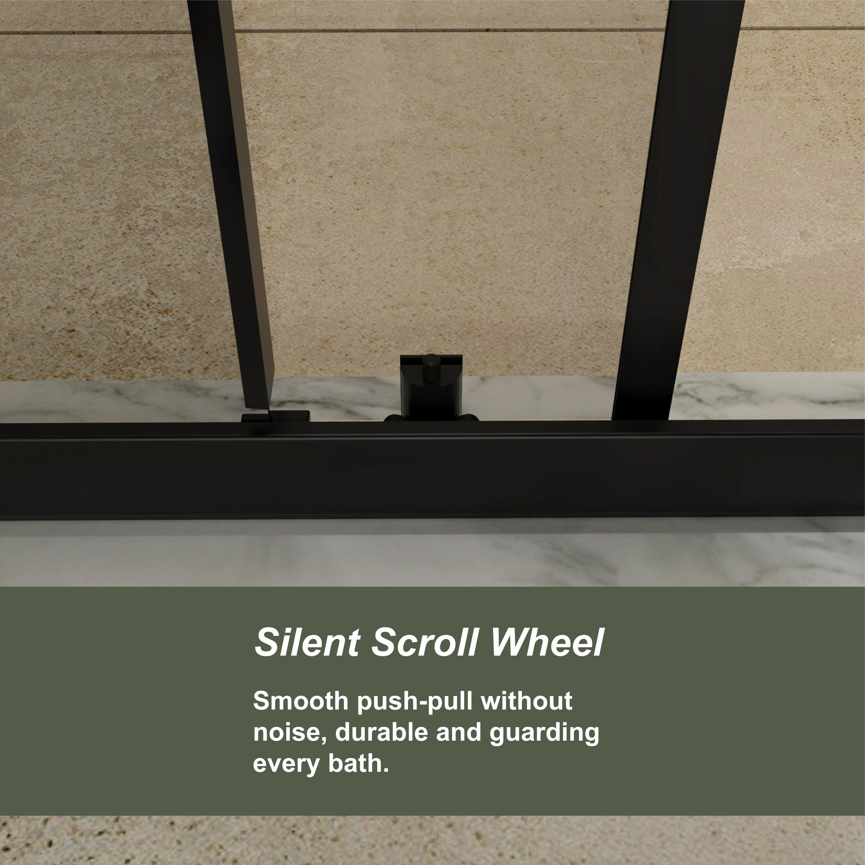 Matte black single-sliding shower door, 48 in. × 72 in., tempered glass — image 5