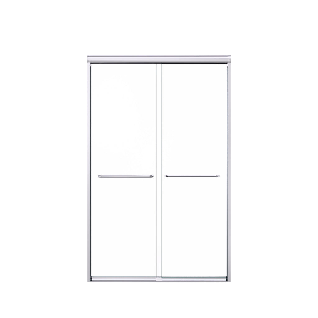 KZG chrome semi-frameless double sliding shower door with 6mm tempered glass, 44–48 in. width — image 1