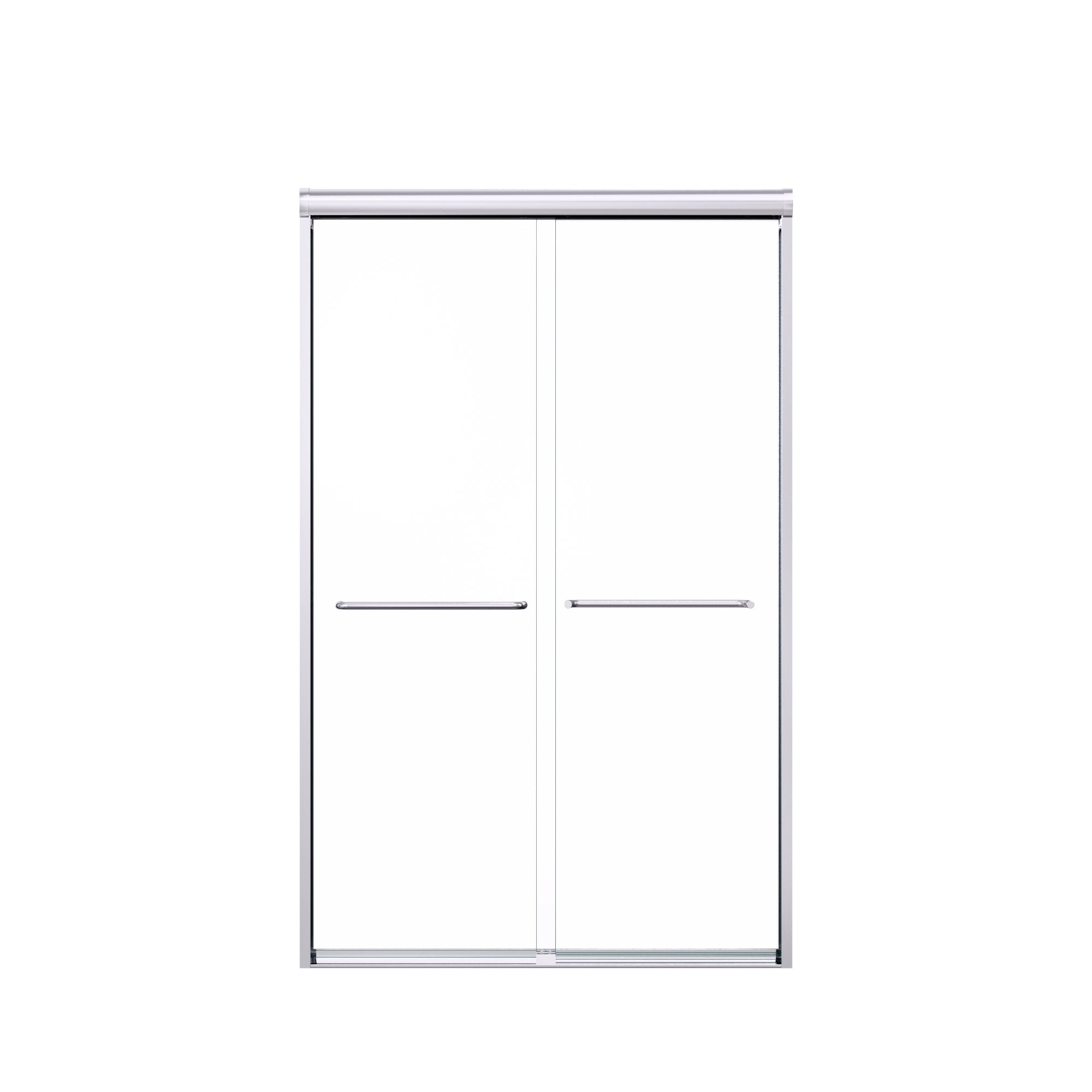 KZG chrome semi-frameless double sliding shower door with 6mm tempered glass, 44–48 in. width — image 1