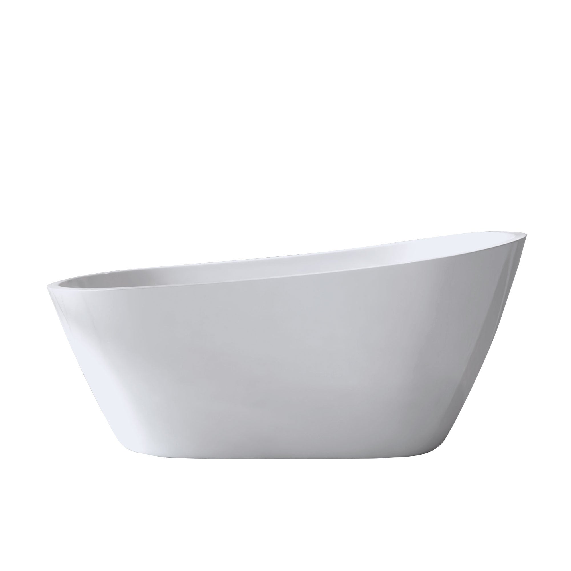 KZG 67 in. freestanding slipper bathtub in gloss white acrylic with chrome overflow and pop-up drain — image 1