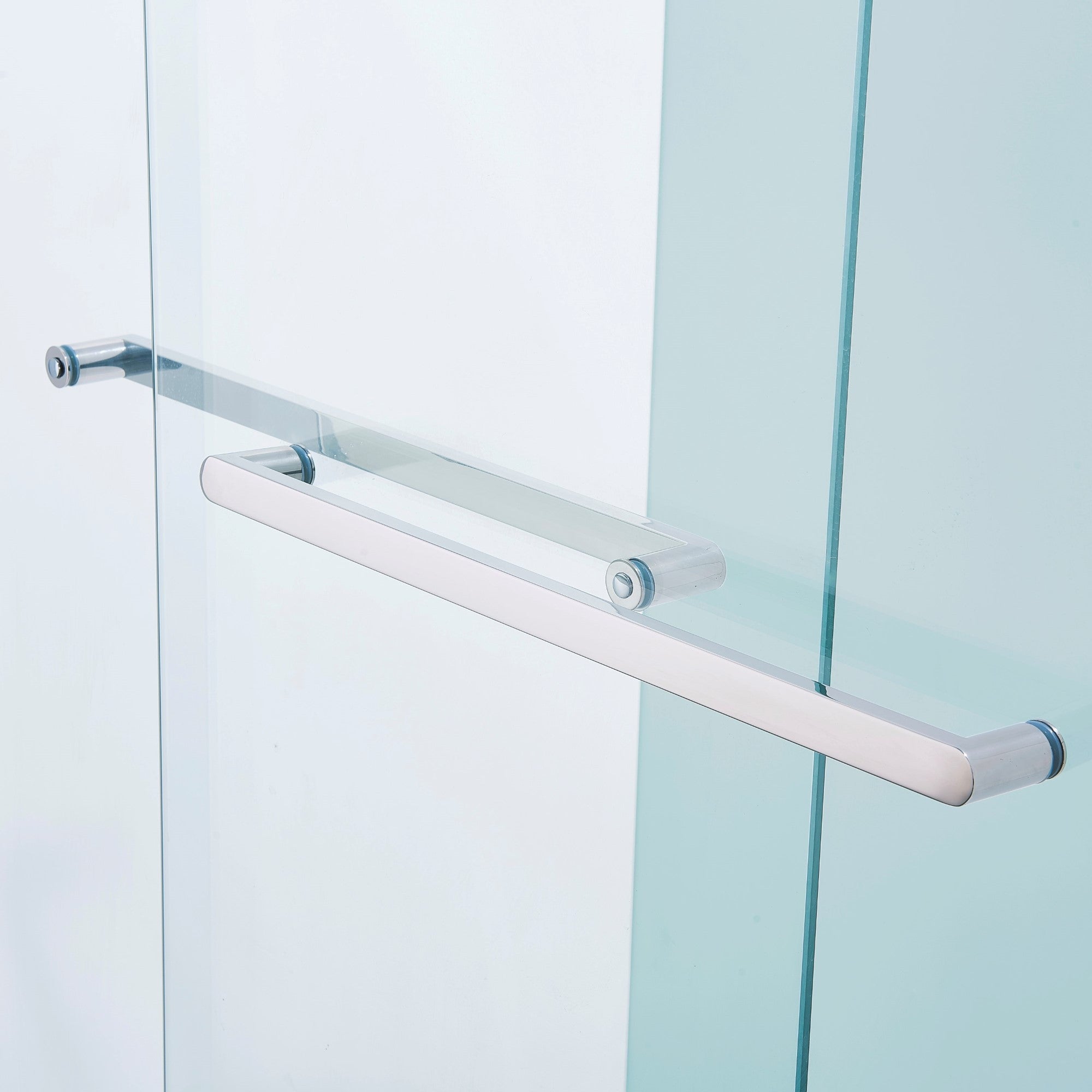 KZG 56-60 inch double sliding tub shower door in chrome aluminum with clear tempered glass — image 7