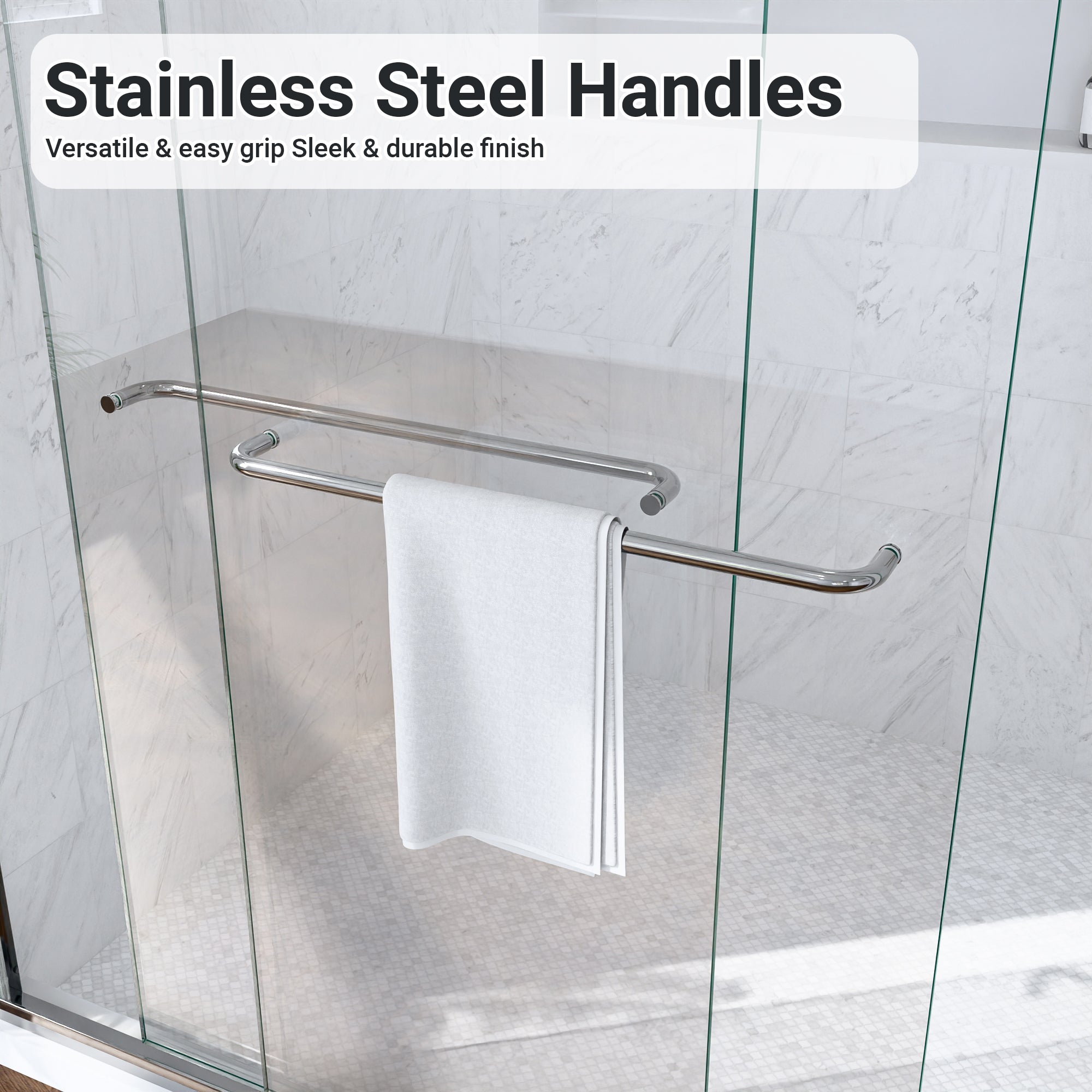 KZG 56–60 in. semi-frameless double sliding shower door with chrome finish and tempered glass — image 6