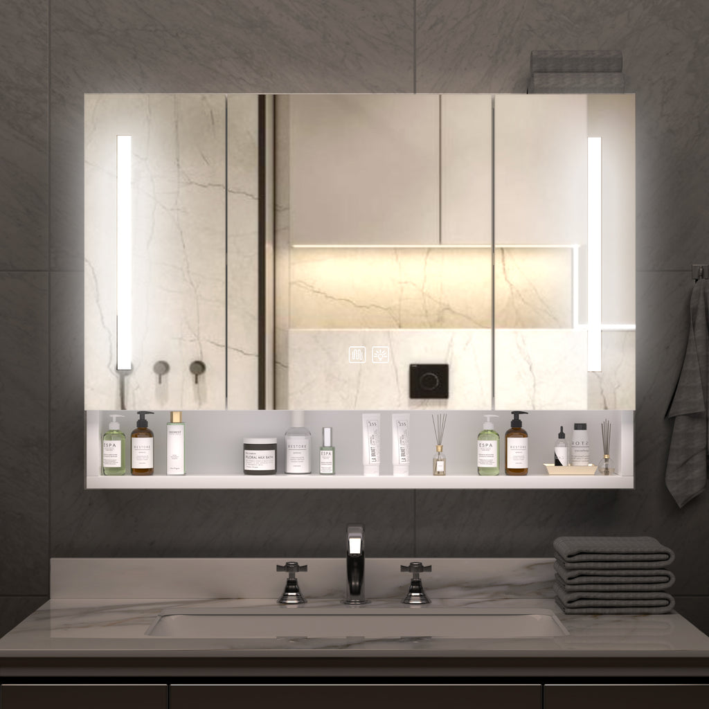 KZG 39x28 in. modern white aluminium LED medicine cabinet with mirror — image 2