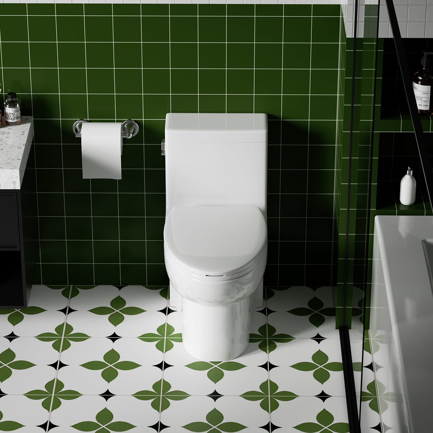 KZG gloss white elongated one-piece toilet with ADA comfort height — image 5