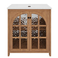 KZG 31 inch vintage rustic bathroom vanity with ceramic sink in antique natural finish — image 1