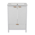 KZG 24-inch modern white bathroom vanity with ceramic undermount sink and soft-close drawer — image 1