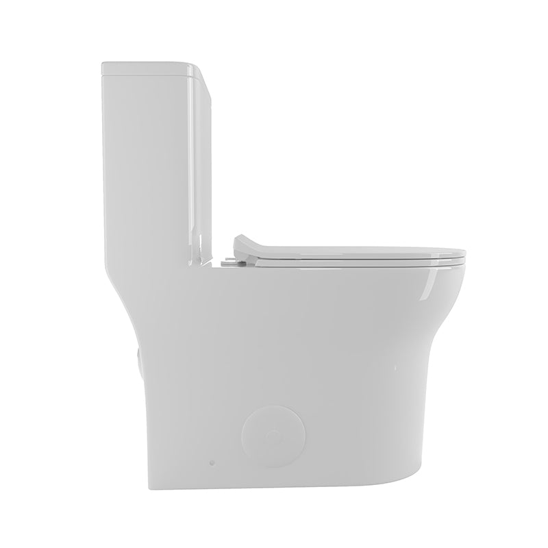 KZG elongated comfort height one-piece toilet in white ceramic with soft close seat — image 7