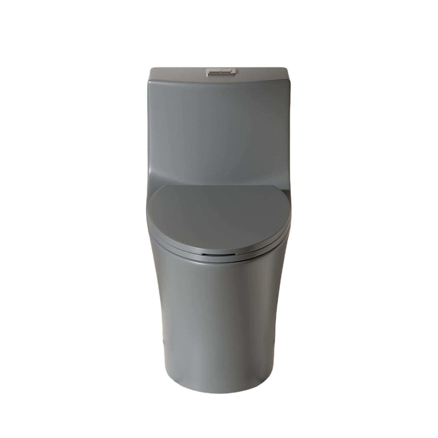 KZG light gray ceramic ADA-height one-piece toilet with tornado flush and soft-closing seat — image 1