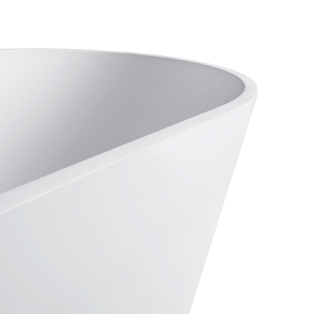 KZG 67-inch freestanding soaking bathtub in matte white solid surface — image 7