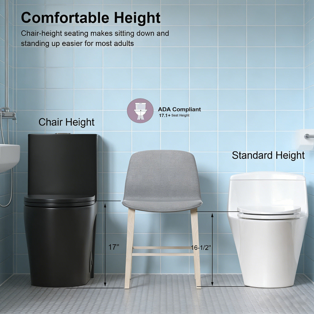 KZG one-piece black ceramic toilet with elongated comfort height bowl and soft-closing seat — image 7