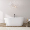 KZG 67-inch freestanding soaking bathtub in matte white solid surface — image 1