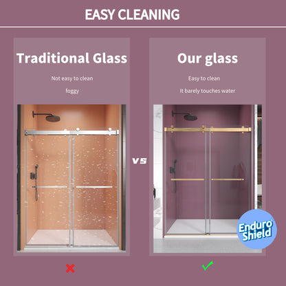Double Sliding Frameless Shower Door with Clear 3/8 in. Glass