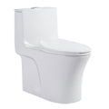 KZG glossy white one-piece toilet with dual flush and soft-close seat — image 1