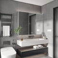 Grey aluminum medicine cabinet with LED light and defogging mirror — image 2