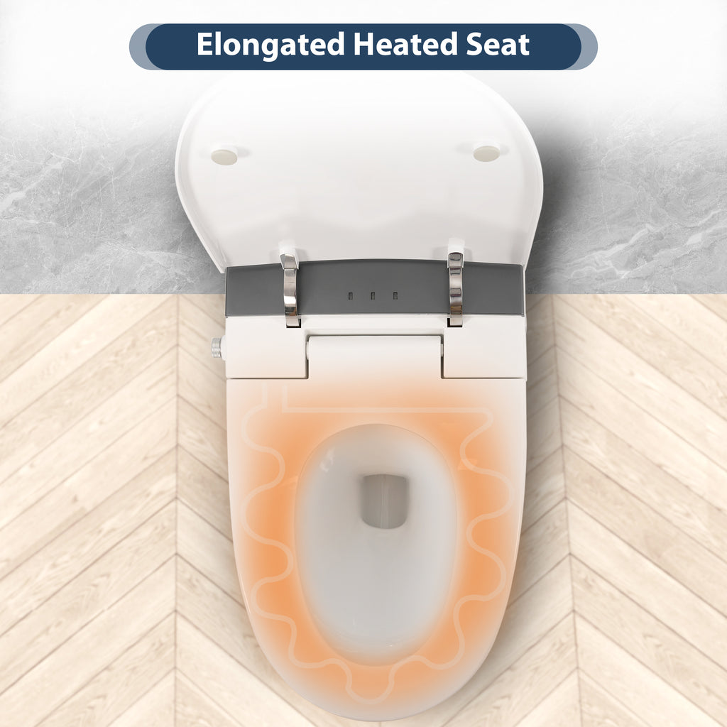 KZG smart one-piece heated toilet with foot sensor flush and blue night light — image 5