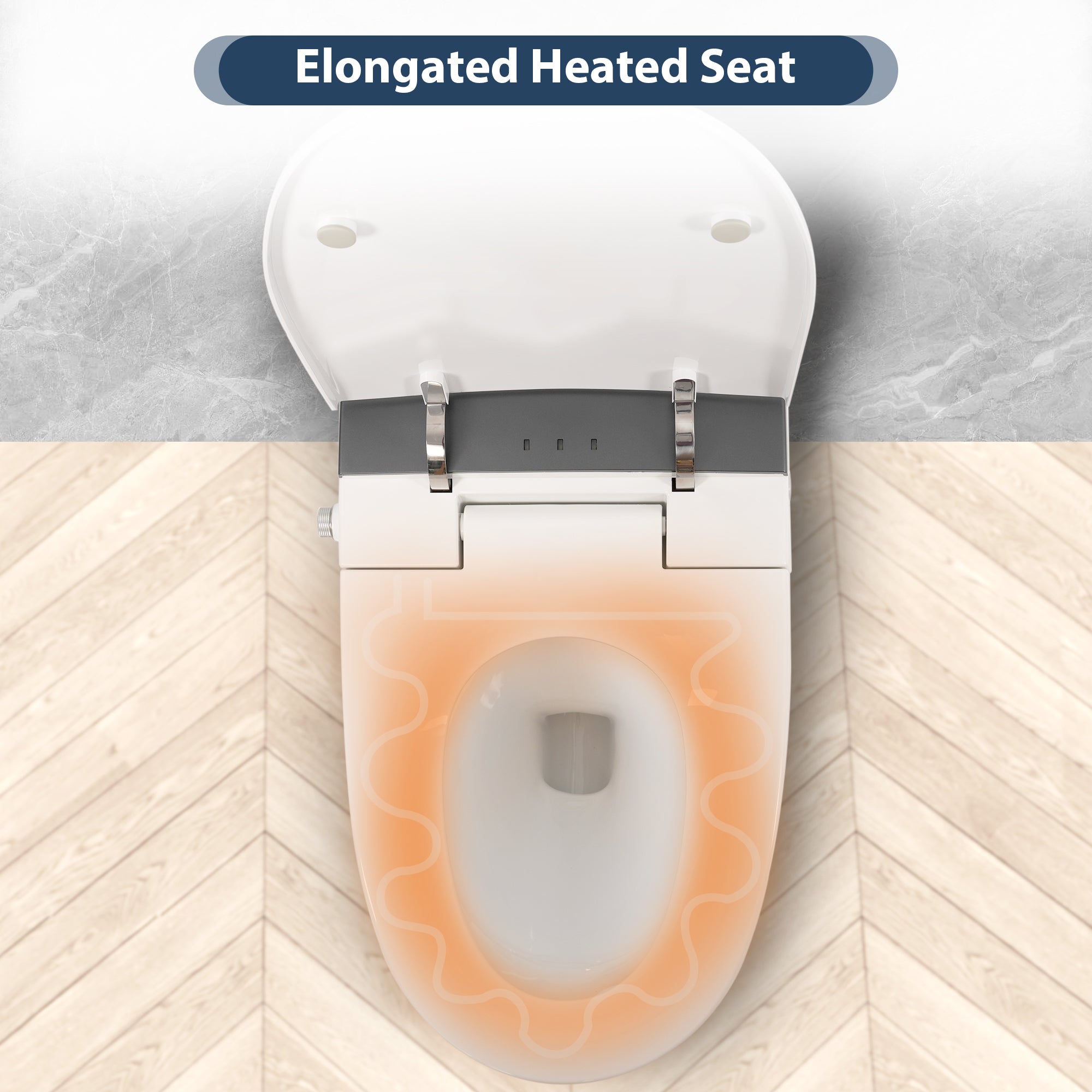 KZG smart one-piece heated toilet with foot sensor flush and blue night light — image 5