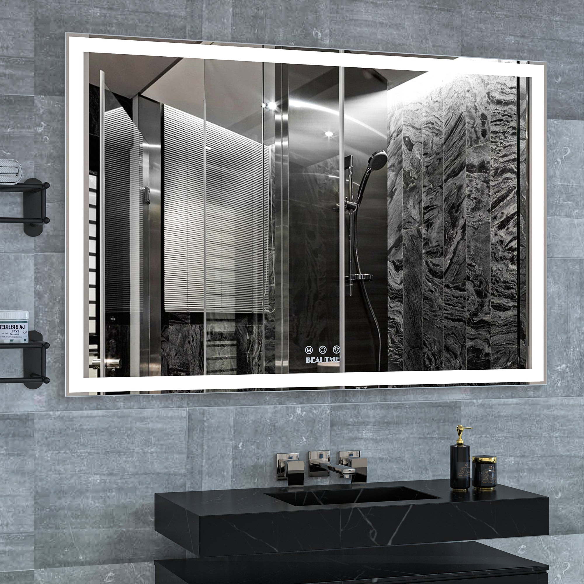 KZG 60 x 40 in. oversized LED bathroom mirror with aluminum frame and 3 color modes — image 5