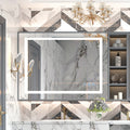 Matte silver LED bathroom mirror, 48 by 36 inches, with dimmable backlight — image 1
