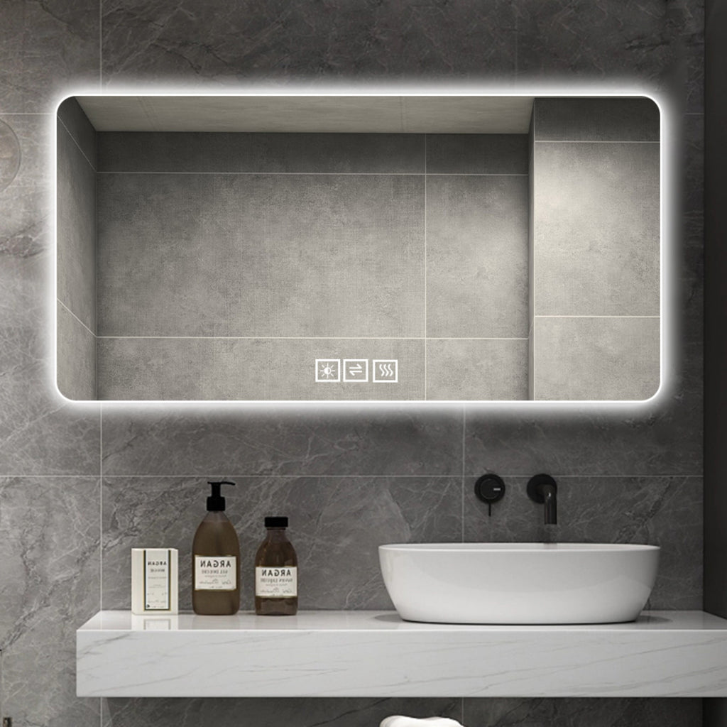 KZG 48 x 24 in. LED bathroom mirror with three-color dimmable backlight in corrosion-resistant silver finish — image 4