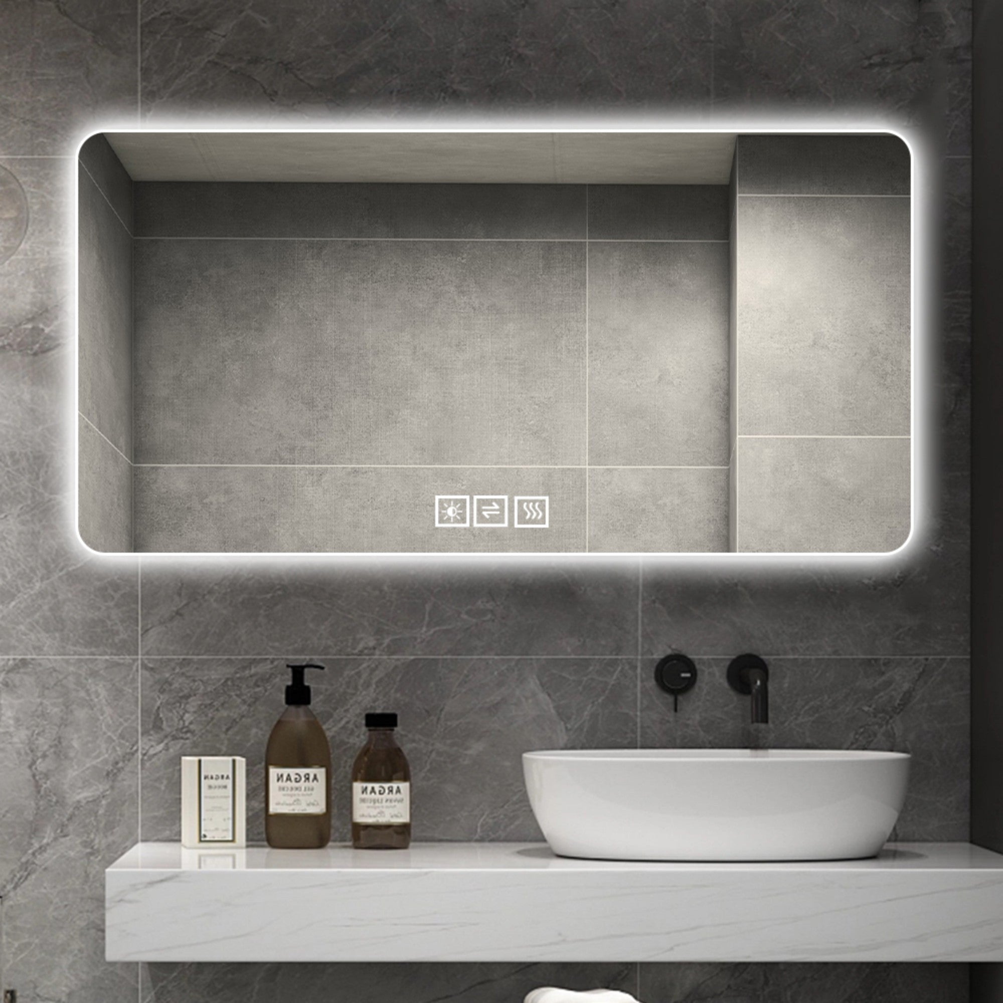 KZG 48 x 24 in. LED bathroom mirror with three-color dimmable backlight in corrosion-resistant silver finish — image 4