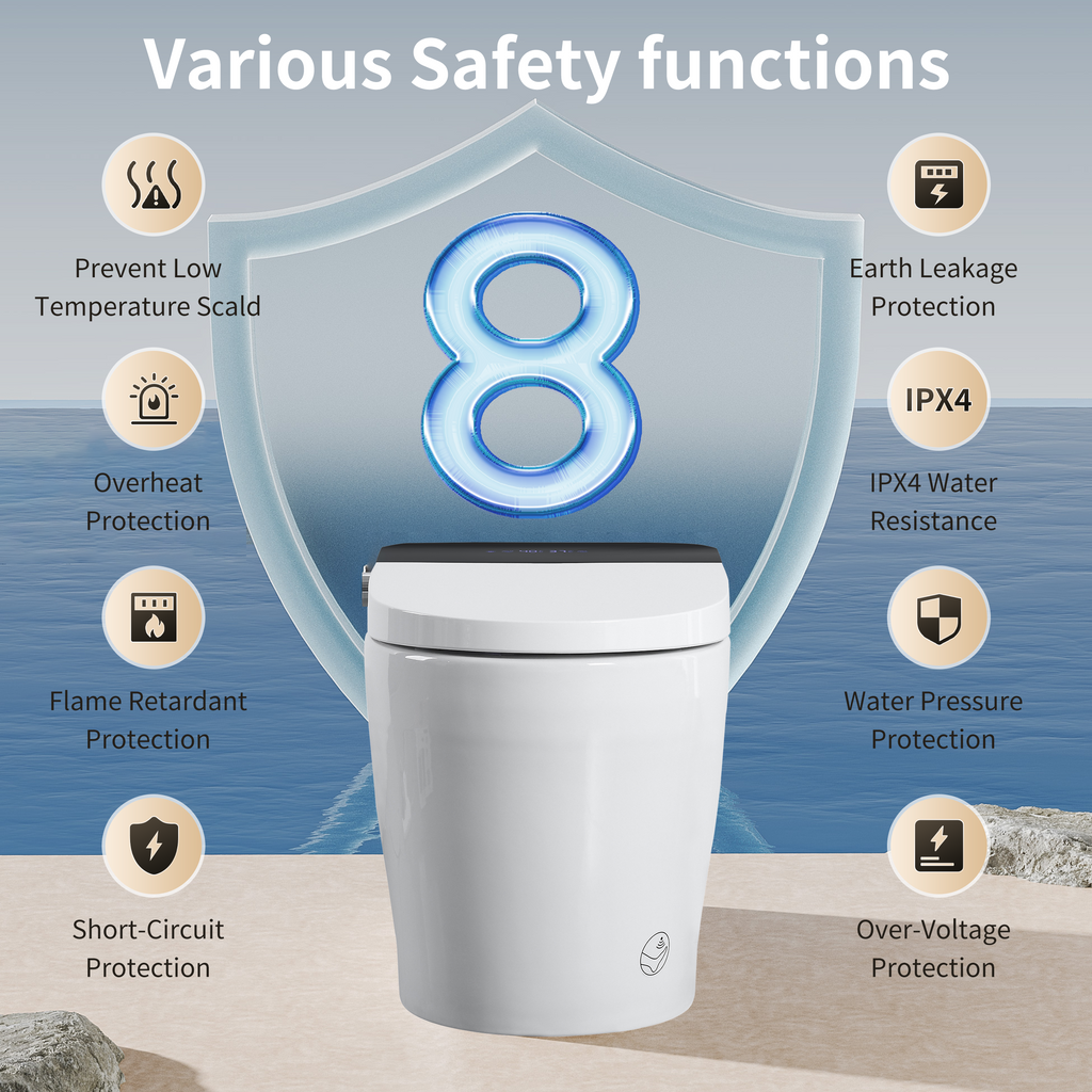 KZG tankless smart toilet with built-in bidet, heated seat, and remote control in white ceramic — image 5