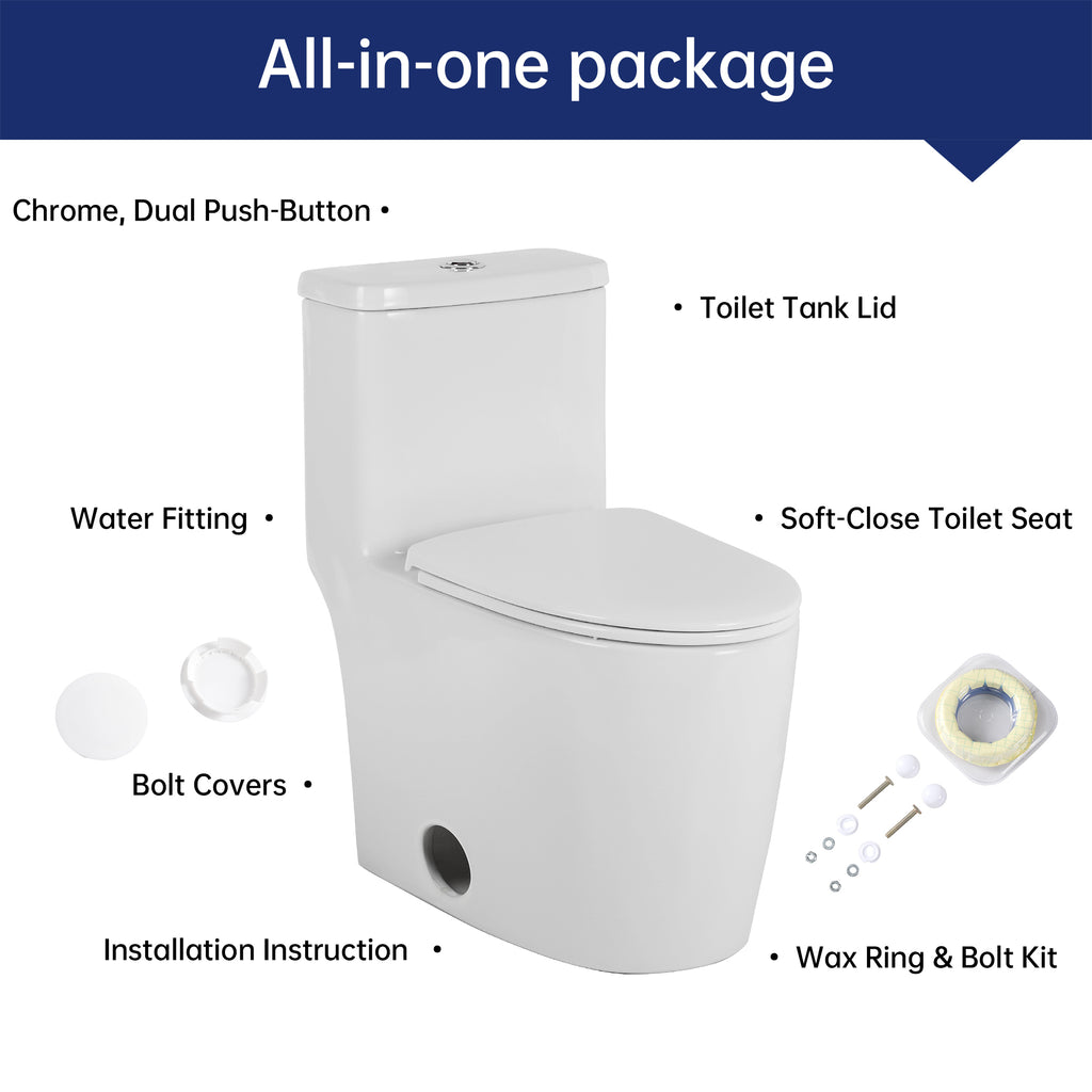 KZG elongated comfort height one-piece toilet with soft-close seat in white ceramic — image 6