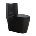 KZG one-piece elongated comfort height toilet in black ceramic with dual-flush and soft-closing seat — image 1