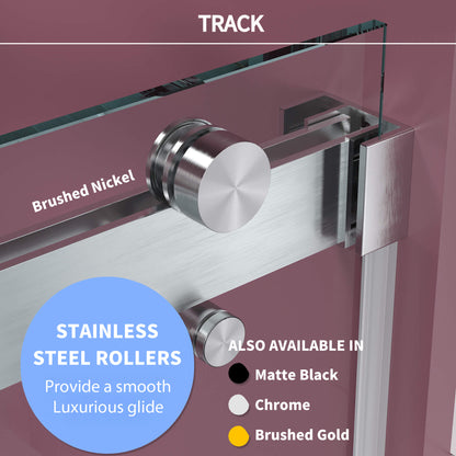 Double Sliding Frameless Shower Door with Clear 3/8 in. Glass
