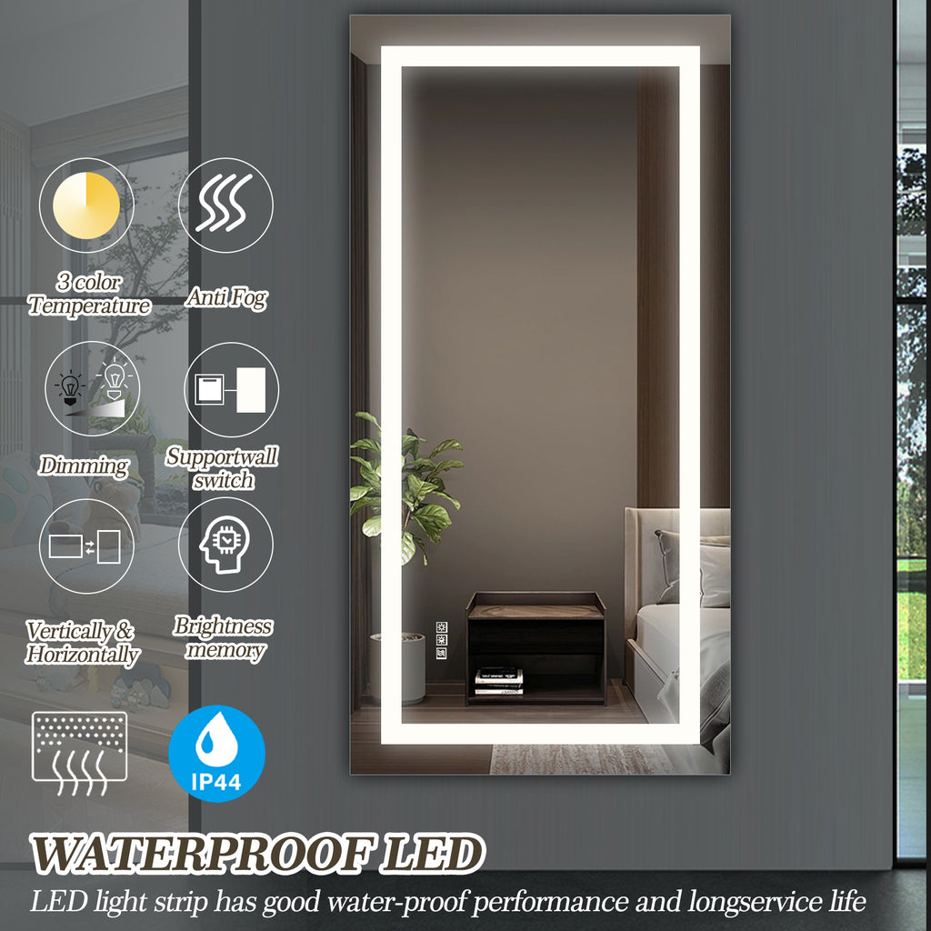 KZG 72-inch by 36-inch frameless LED bathroom mirror with anti-fog coating and touch sensor — image 5