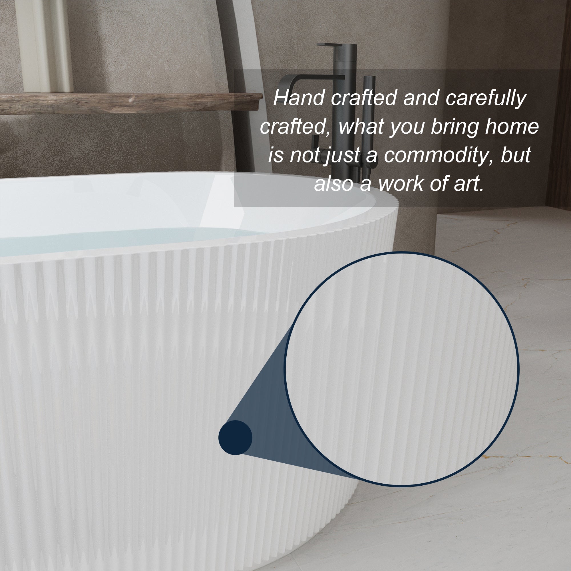 KZG 67-inch linear freestanding acrylic soaking tub in glossy white with chrome toe-tap drain — image 6