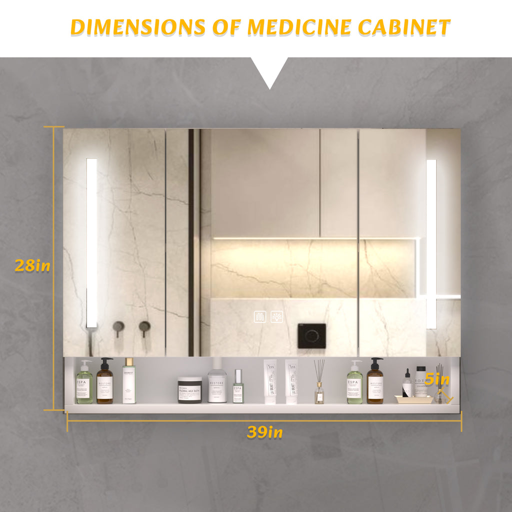 Modern white aluminum medicine cabinet with LED lighting and anti-fog mirror — image 4