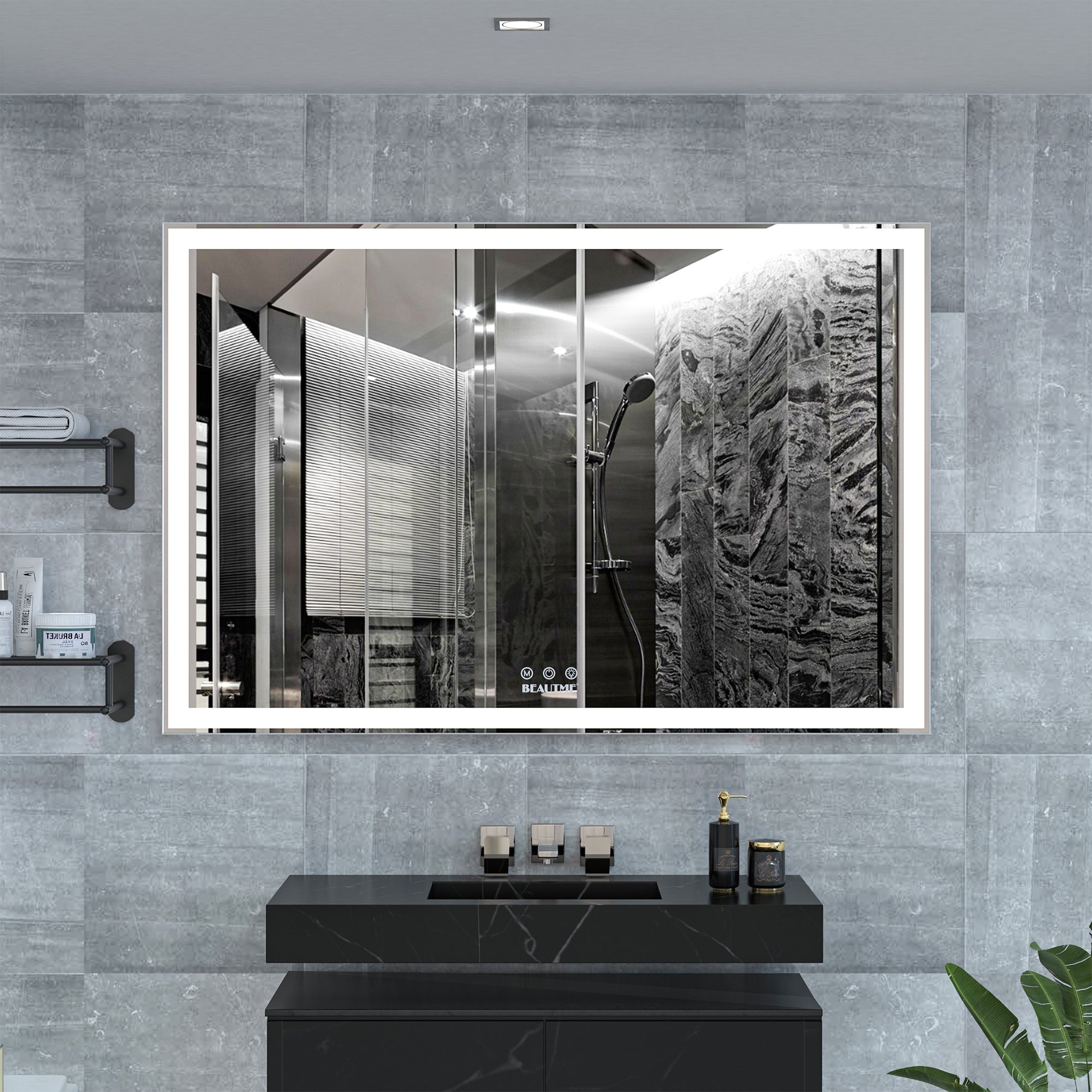 KZG 60 x 40 in. oversized LED bathroom mirror with aluminum frame and 3 color modes — image 4