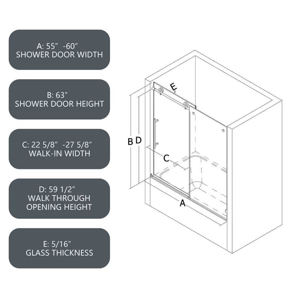 KZG matte black frameless sliding shower door with adjustable soft-close pulleys — image 6