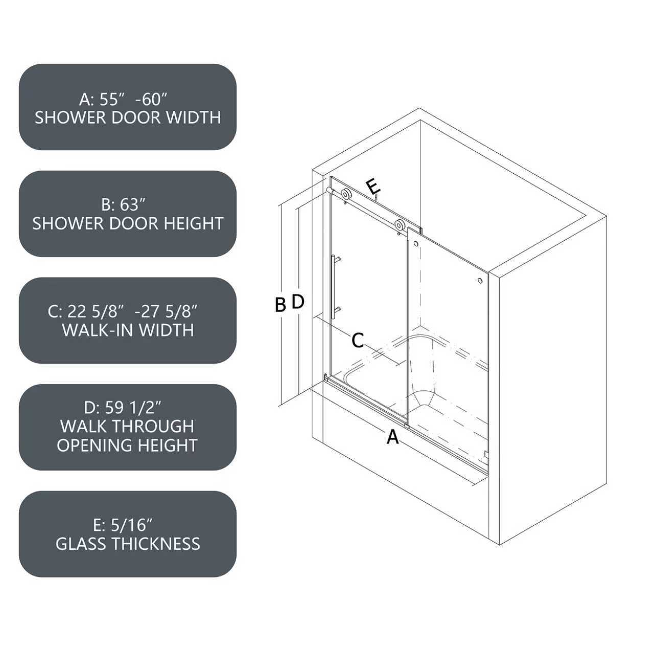 KZG matte black frameless sliding shower door with adjustable soft-close pulleys — image 6