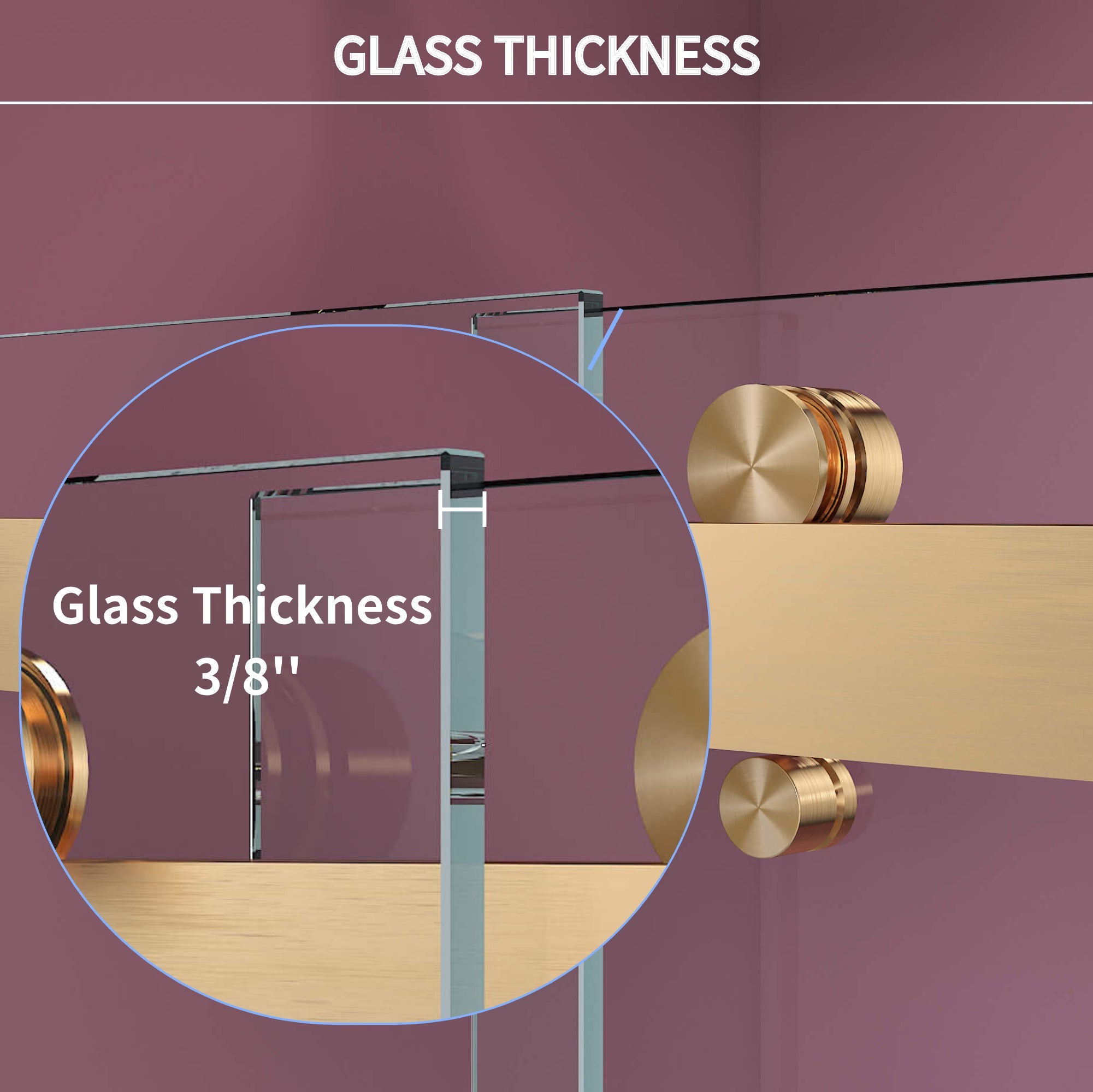 Frameless double sliding shower door with clear tempered glass — image 4